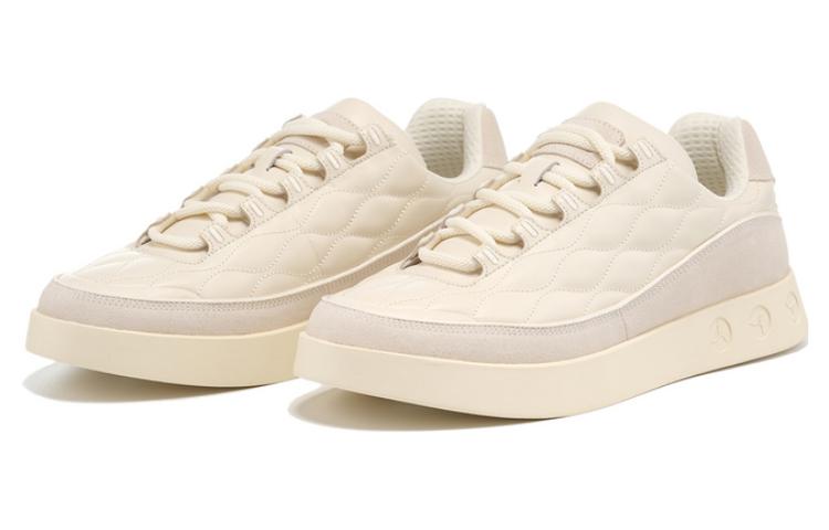 LI NING 1990 Classic Collection Lightweight And Breathable Low Top Skateboard Shoes Men's Ecru