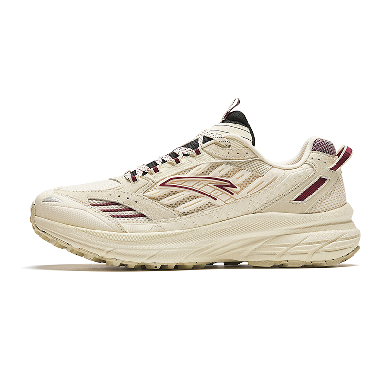 Anta Cushioning Slip Resistant And Abrasion Resistant Low Top Casual Running Shoes Men's Beige Yellow Red