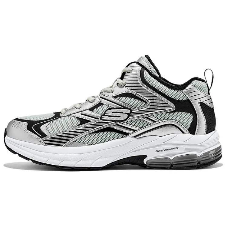 Skechers SPORT MENS Abrasion Resistant Mid top Casual Shoes Men's Black Silver
