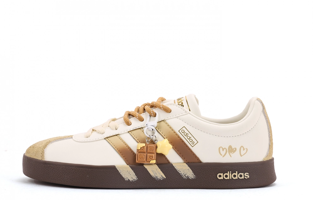 Adidas Vl Court Classic Coverage Abrasion Resistant Low top Skateboard Shoes Women's White Yellow