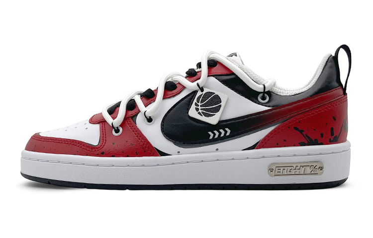 Nike Court Borough Low2 Non-slip Lightweight Low-Top Skateboard Shoes GS Red Black