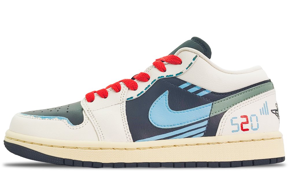 Jordan Air Jordan 1 Durable Breathable Low-Top Vintage Basketball Shoes Unisex White Black