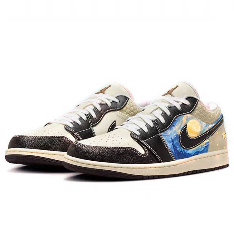 Jordan Air Jordan 1 Vintage Basketball Shoes Men Low Top Beige/Black