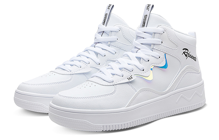 361° Anti-Slip And Wear-Resistant Lightweight High-Top Skateboard Shoes Feather White