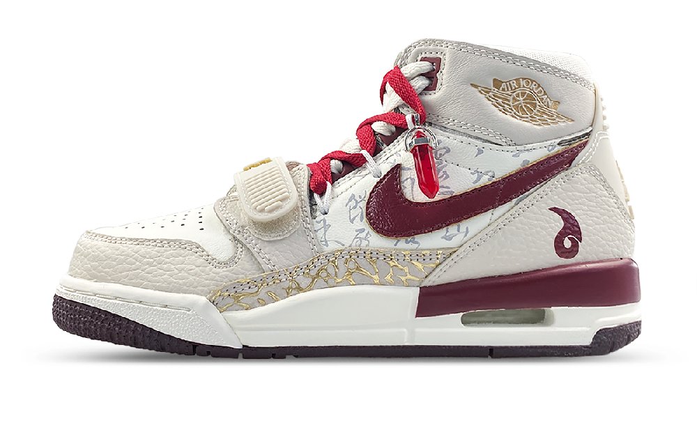 Jordan Legacy 312 Anti Slip Wear Resistant High Top Vintage Basketball Shoes Unisex White Red