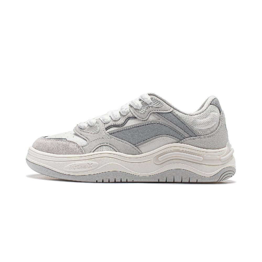 LiNing Future Flow Cushioning Support Wear-Resistant Slip-Resistant Low-Top Skateboard Shoes Women's White Gray