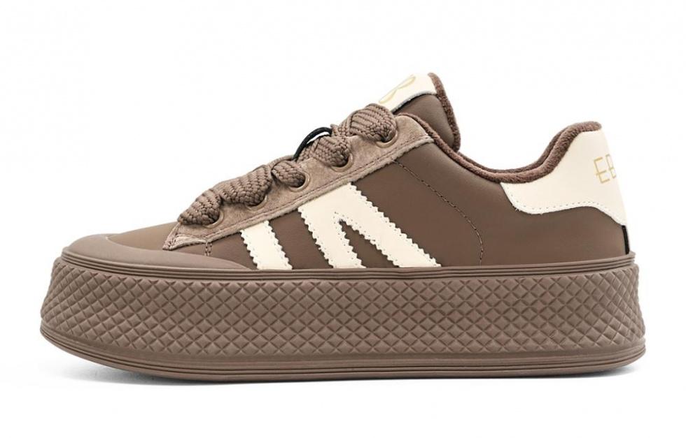 EBLAN Cushioned Height Increase Wear-Resistant Breathable Low-Top German Training Casual Shoes Women's Brown