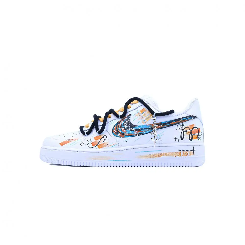 Nike Air Force 1 Xingqidian, 12 Constellation, Scorpio Abrasion Resistant Low top Skateboard Shoes Unisex White Orange