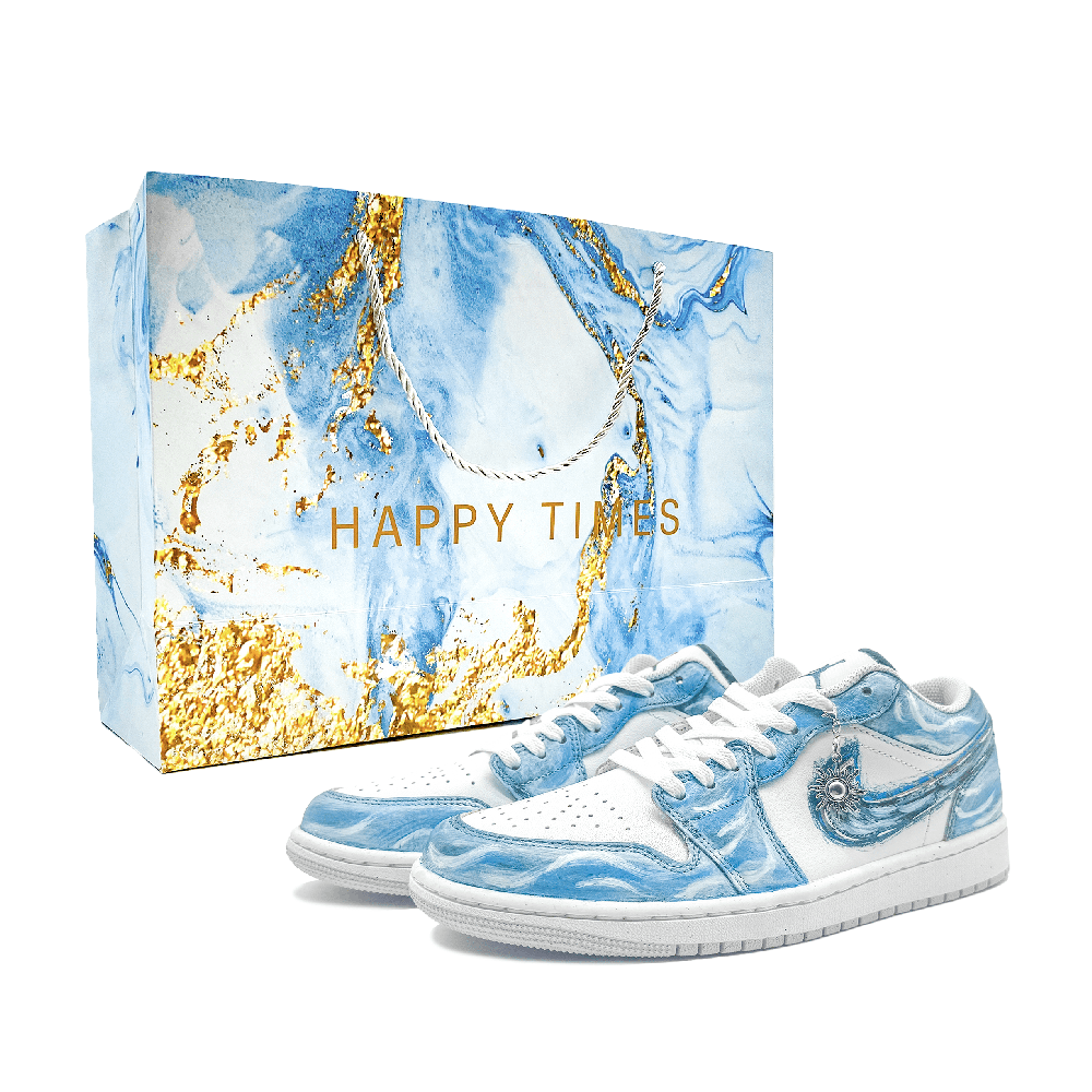 Jordan Air Jordan 1 Abrasion Resistant Low Top Skateboard Shoes Unisex Blue White