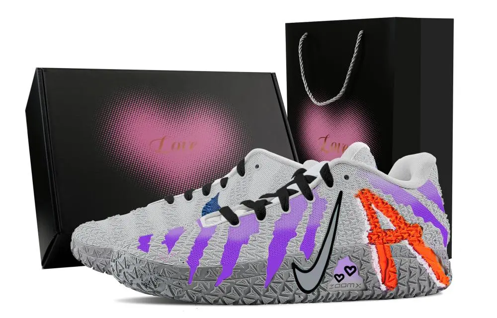 Nike Ja Morant 3 Purple Mist, Heart Box Abrasion Resistant Low top Basketball Shoes Unisex Purple Gray