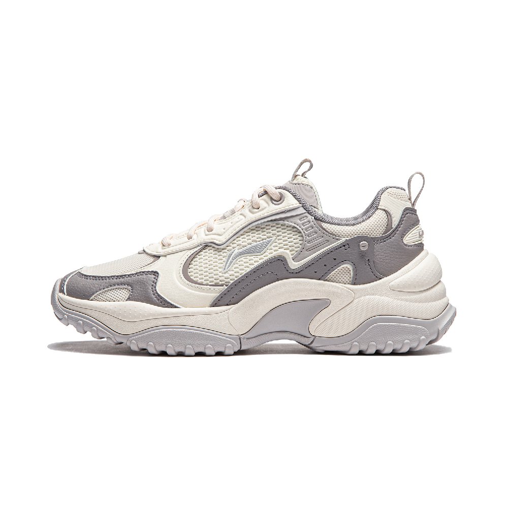 LiNing Original Aspiration Slip Resistant Abrasion Resistant Low top Casual Shoes Women's Beige Gray