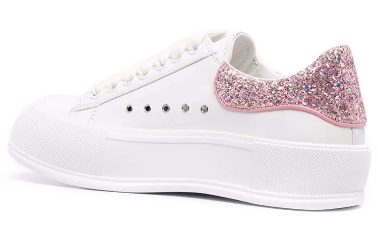 Alexander McQueen Deck Plimsoll 'White Rose Pink Glitter' Women's купить в интернет-магазине Yoocart с быстрой доставкой по России.