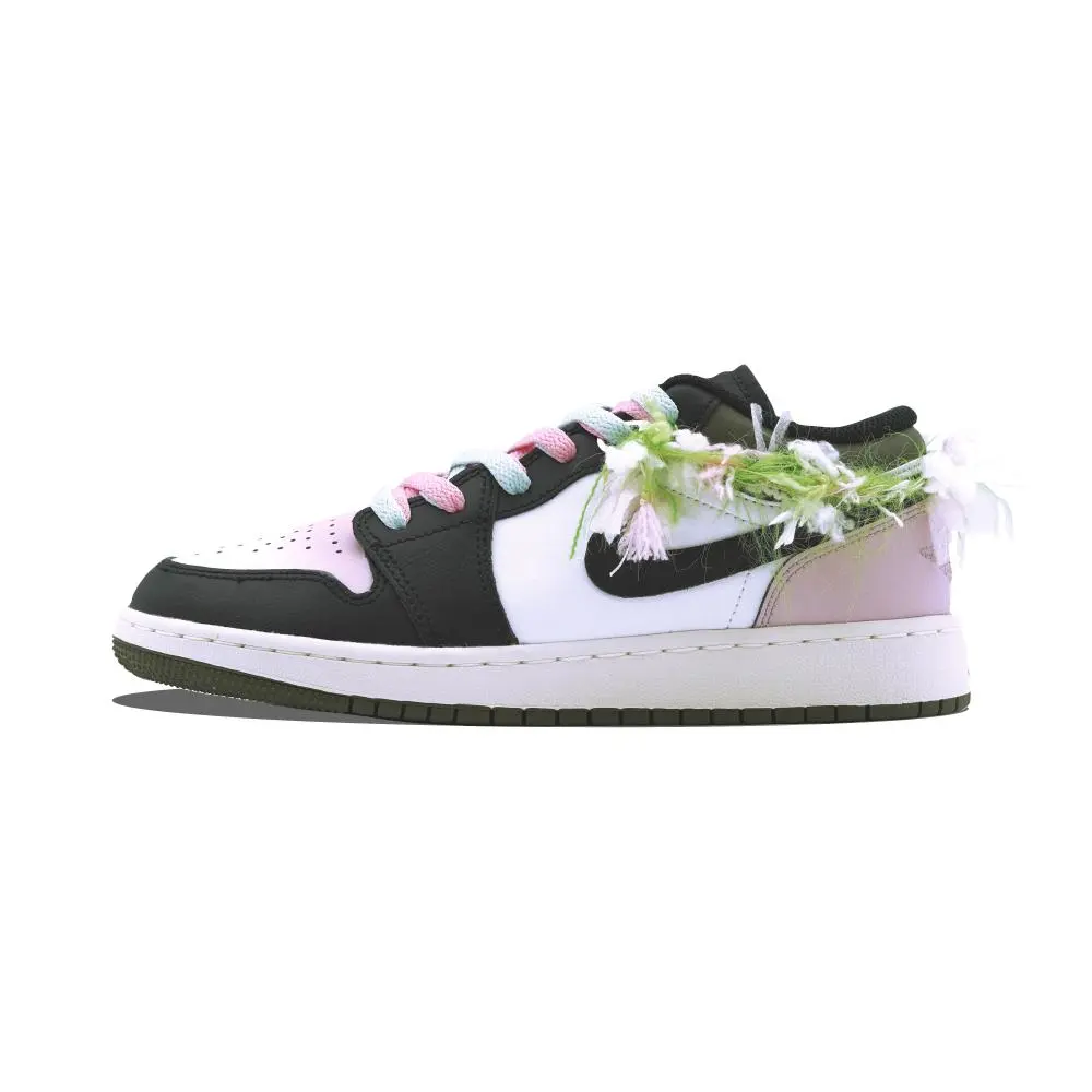 Jordan Air Jordan 1 Vintage Basketball Shoes Women's Low top Olive Green, Black, Pink