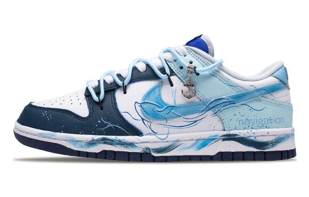 Nike Dunk Slip Resistant Low Top Skateboard Shoes Men's White Blue
