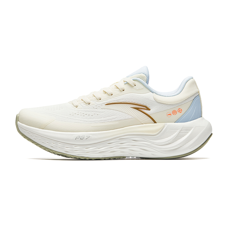 Anta Cushioning Lightweight Low Top Sprint Running Shoes Women's Light Beige White