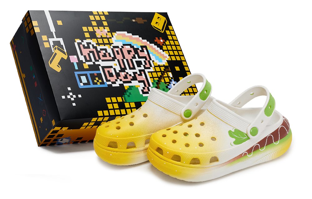 Crocs Crush Clog 811 Manufacturing, Delicious Crab Burger, Special Shoe Box Clogs Unisex White Brown Yellow Green
