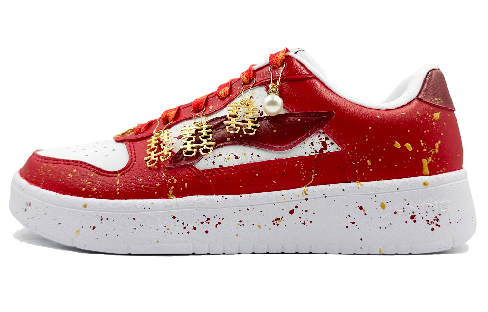 LiNing Pontoon Boats Anti Slip And Wear Resistant Height Increasing Low Top Skateboard Shoes Men's Red White