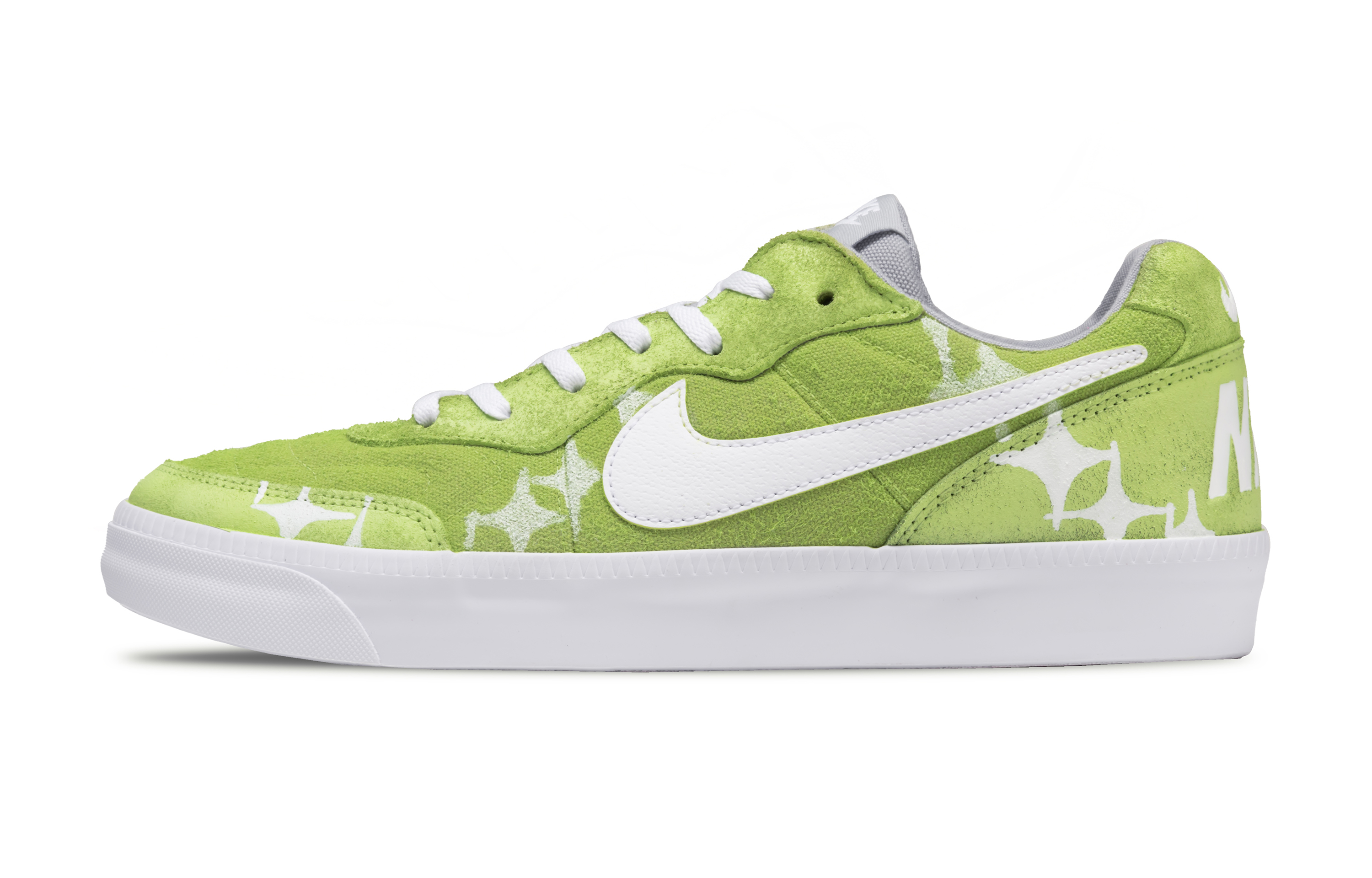 Nike Tiempo Trainer Jasmine Star, Toe Art, Shopping Bag Low top Skateboard Shoes Men's White Green