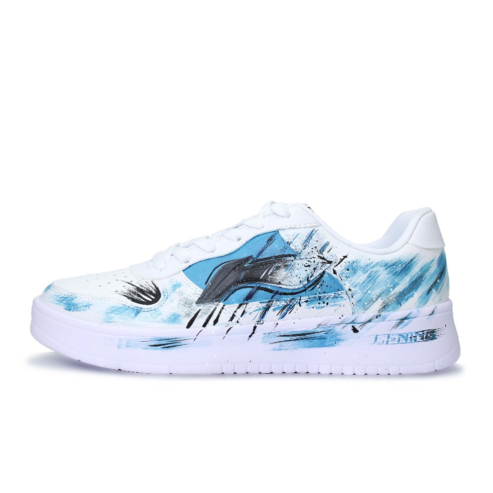LiNing Pontoon Boats Durable Lightweight And Breathable Low Top Skateboard Shoes Unisex White Black Blue