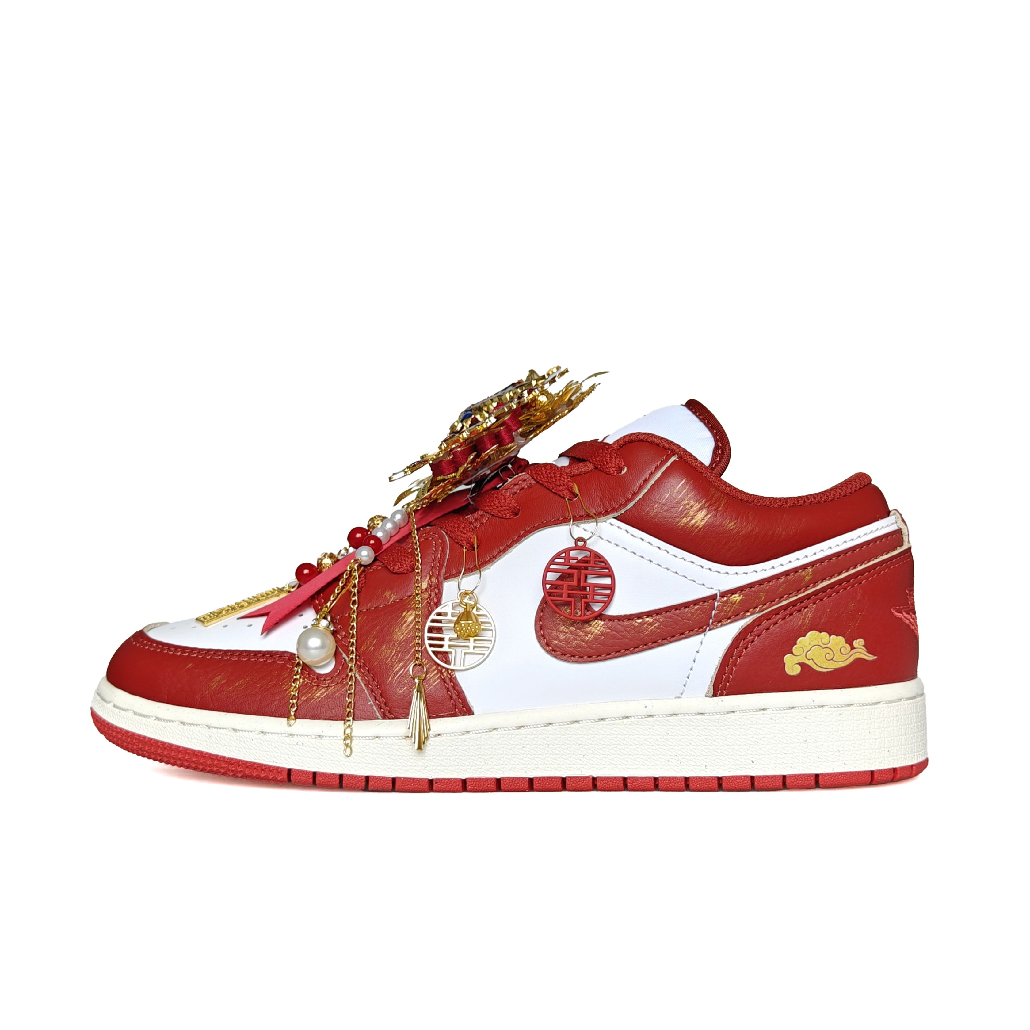 Jordan Air Jordan 1 Abrasion Resistant Low top Vintage Basketball Shoes Women's Red