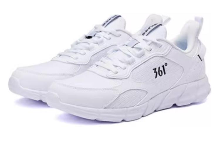 361° Cushioning Wear-Resistant Low-Top Running Shoes Men's White Obsidian Black