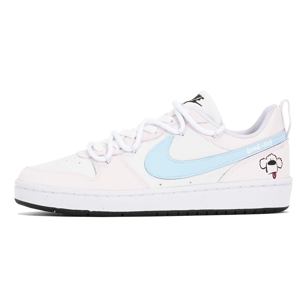 Nike Court Borough Skateboard Shoes Women's Low-Top White Blue Pink