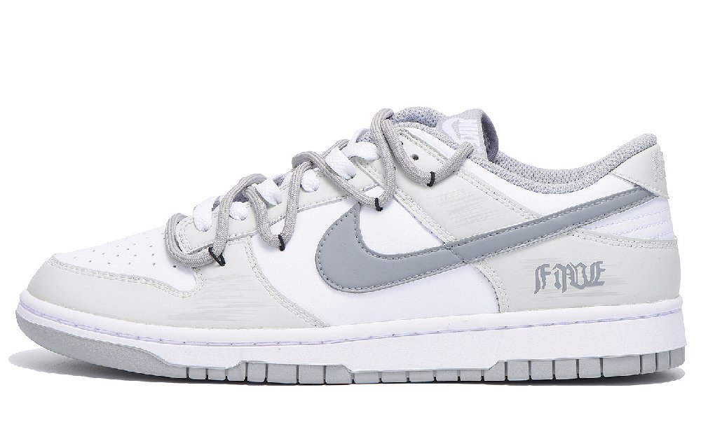 Nike Dunk Coverage Slip Resistant And Abrasion Resistant Low Top Skateboard Shoes Unisex Light Gray
