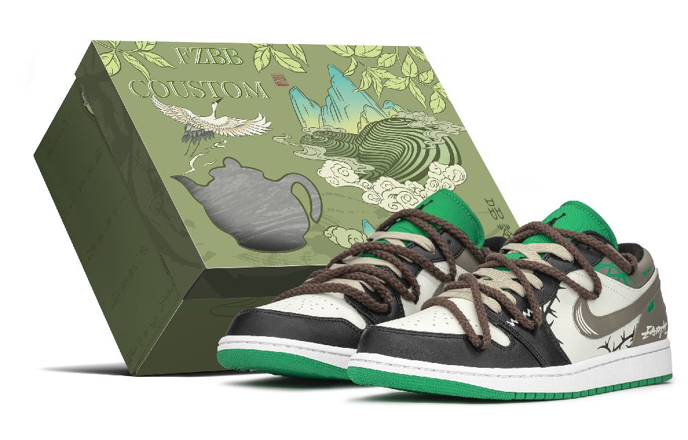 JORDAN Air JORDAN 1 Vintage Basketball Shoes Men Low Top Brown/Green