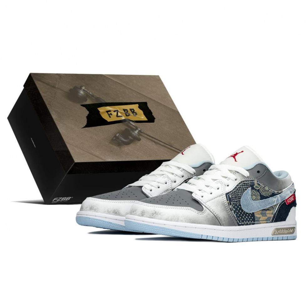 Jordan Air Jordan 1 Slip Resistant, Abrasion Resistant, Lightweight Low Top Vintage Basketball Shoes Women's Blue White
