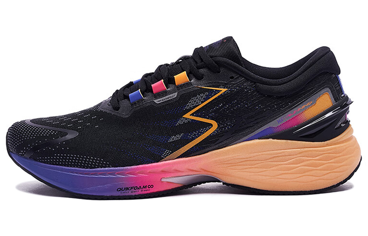 361° Q Bullet Super Pro 2.0 Running Shoes Men's Low Top Obsidian Black/Oriental Purple/Oranges