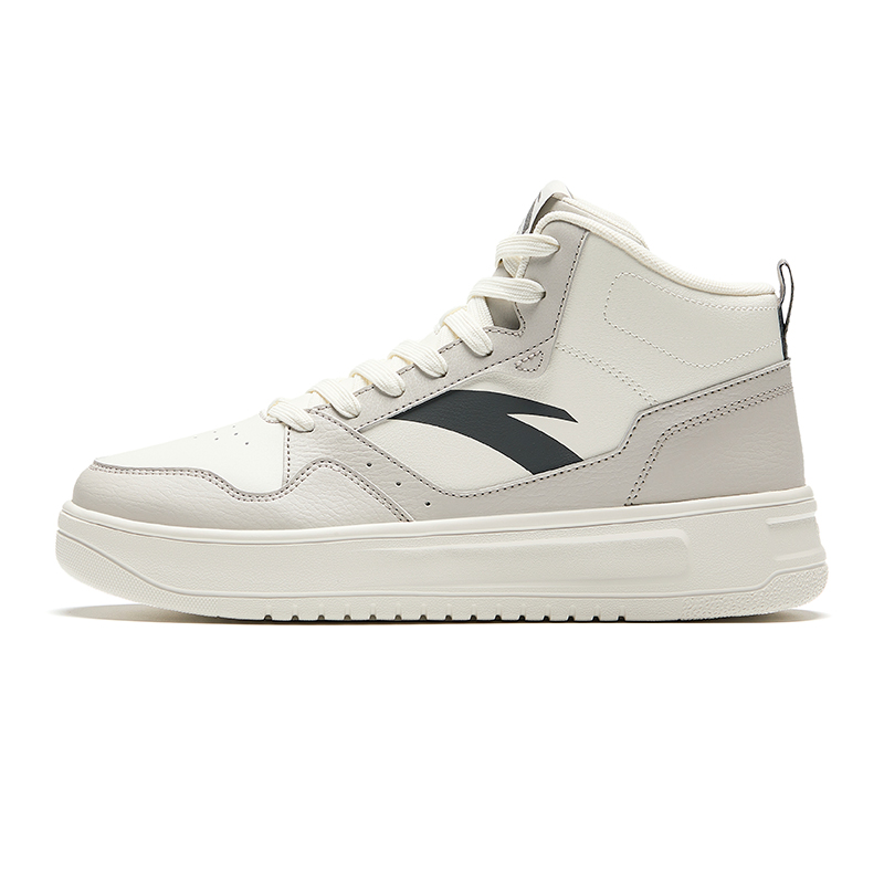 Anta Abrasion Resistant Lightweight Breathable Height Increasing High top Skateboard Shoes Men's White Gray