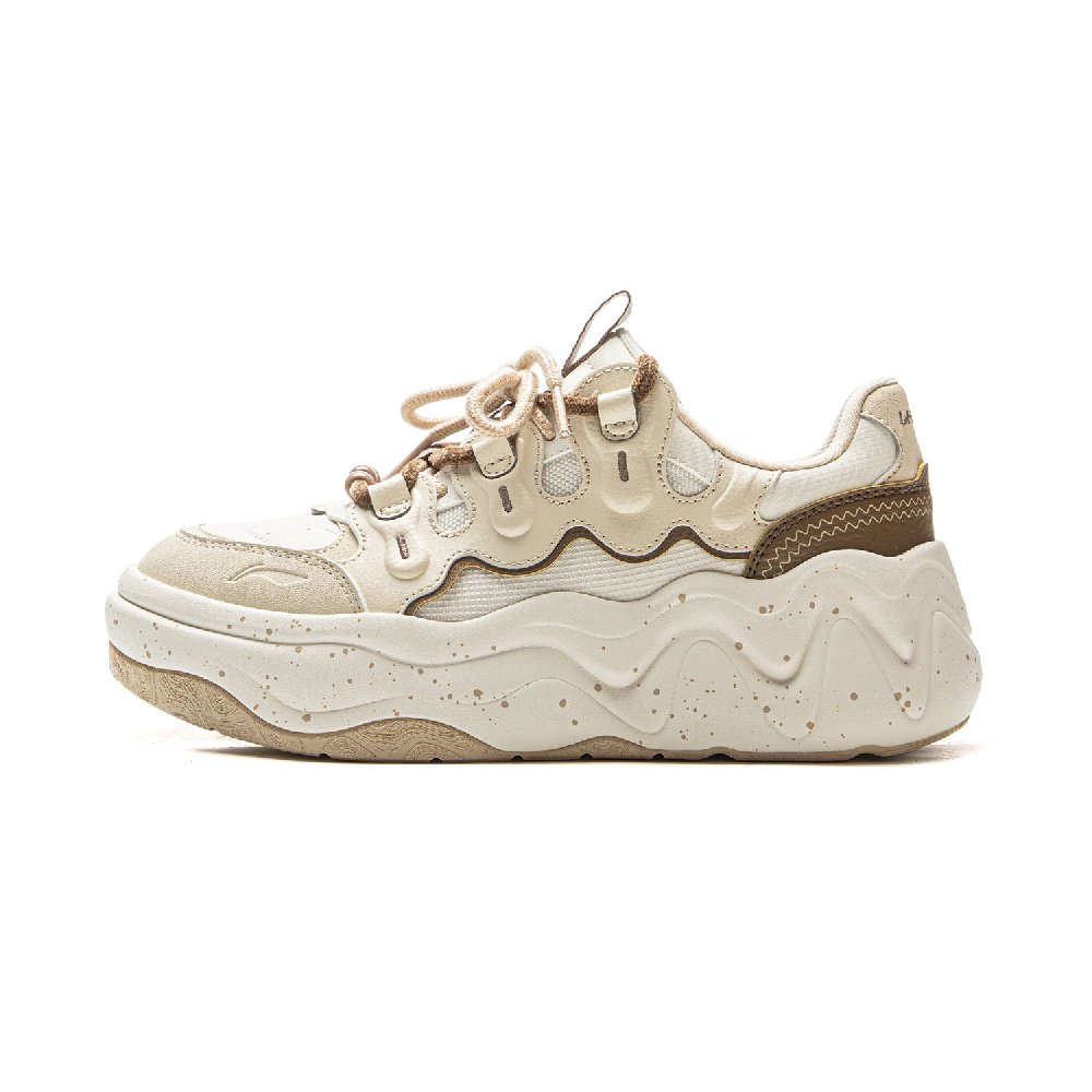 LiNing Cheese 3.0 Slip Resistant, Abrasion Resistant, Lightweight Low Top Skateboard Shoes Women's Ecru Dune Khaki