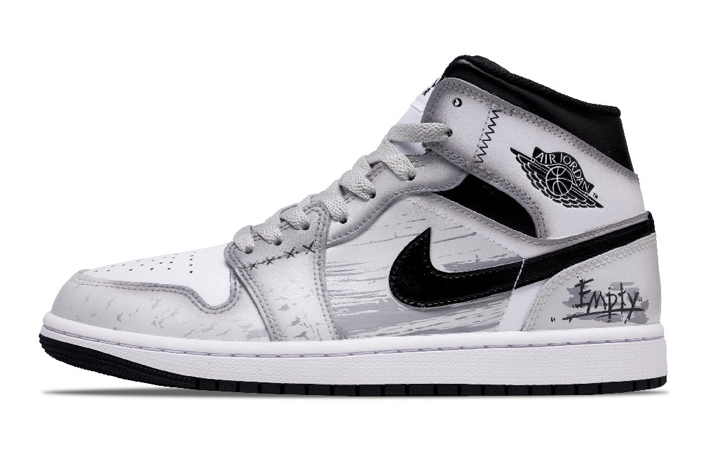 Jordan Air Jordan 1 Sky Track Anti Slip Wear Resistant Mid Top Vintage Basketball Shoes Men's Light Gray