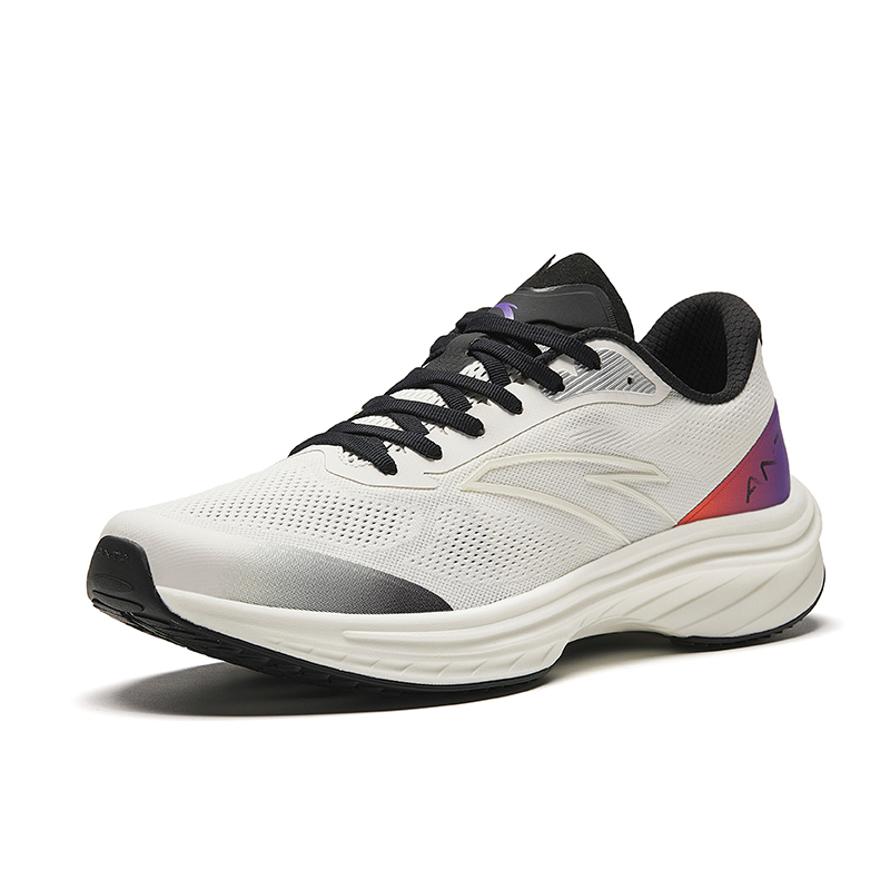 Anta Road Run Cushioning, Slip Resistant, Abrasion Resistant, Rebound Low top Running Shoes Men's White Black Purple