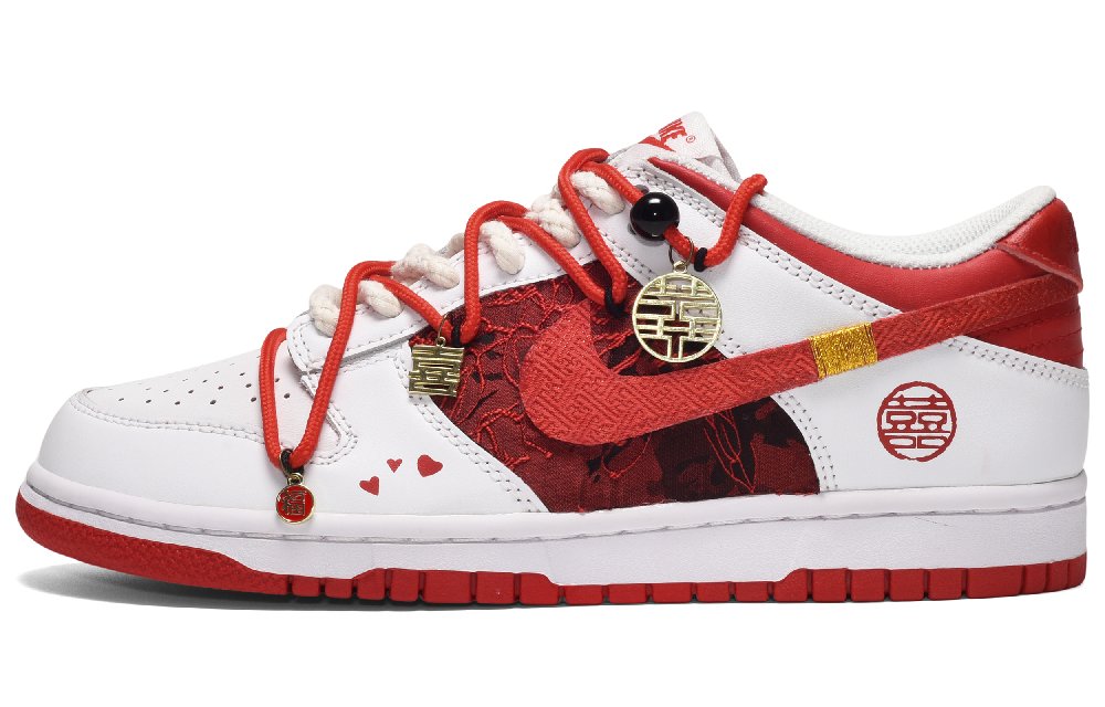 Nike Dunk CUS ID CNY Wedding Shoes Low-Top Skateboard Shoes Men's White Red