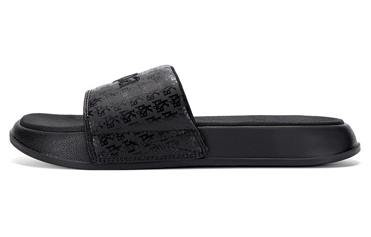 Kappa Stitching Slip-Resistant Abrasion-Resistant Slide Slippers Unisex Black
