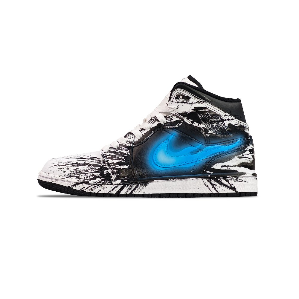 Jordan Air Jordan 1 Slip-Resistant High-Top Vintage Basketball Shoes Men's Blue White
