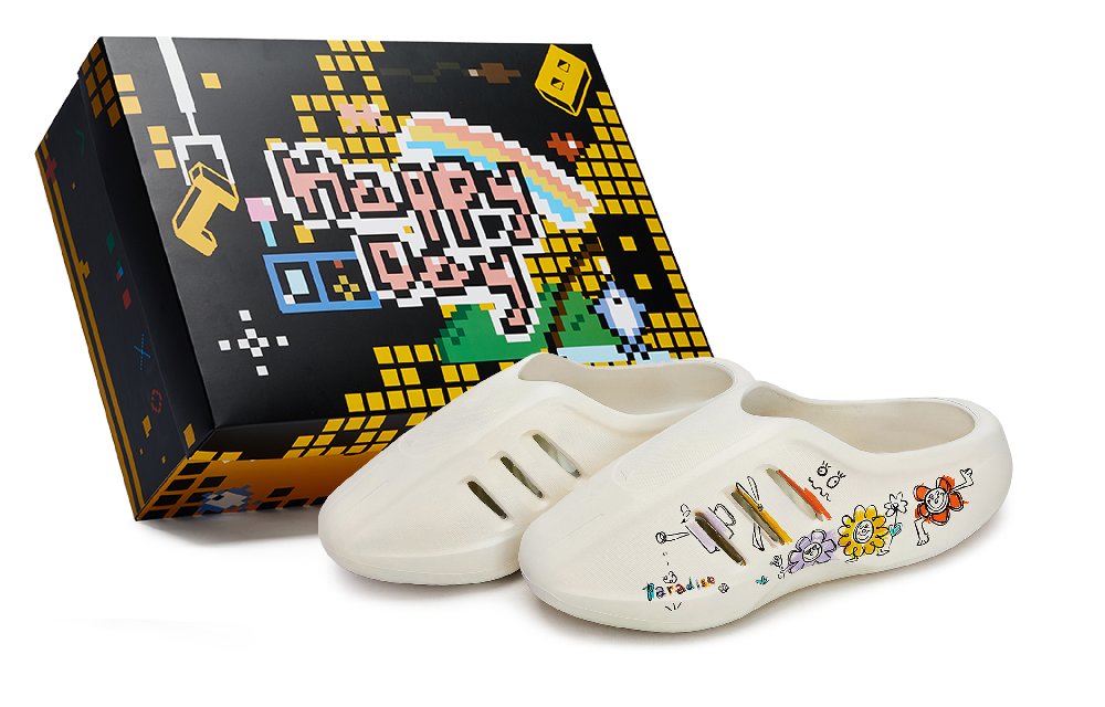 Adidas Originals AdiFOM IIInfinity Mules Abrasion Resistant Closed Toe Slippers Unisex White Yellow Purple