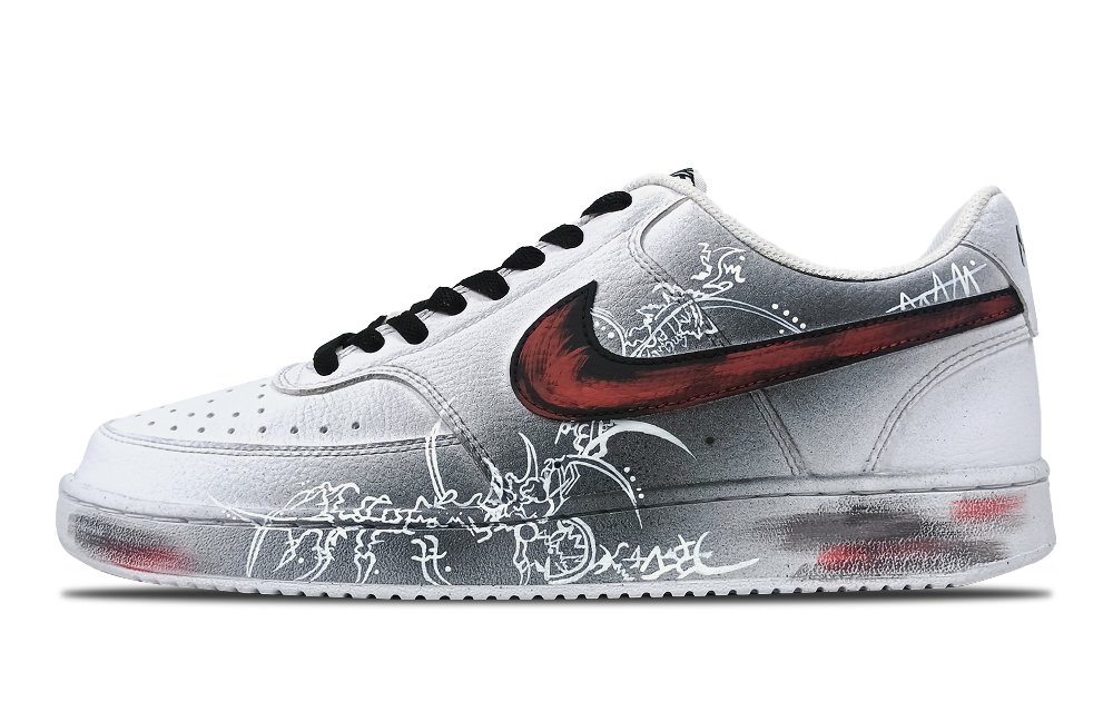 Nike Court Vision 1 Slip-Resistant Cushioning Low-Top Skateboard Shoes Men's Black Red White
