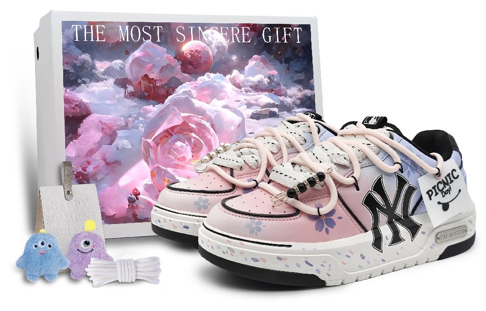 MLB Chunky Liner Low-Top Skateboard Shoes Unisex Gradient Pink Purple