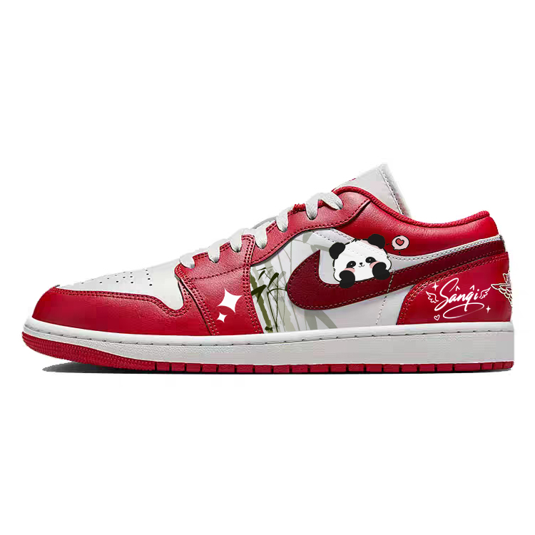 Jordan Air Jordan 1 Cushioning, Wear Resistant Low Top Vintage Basketball Shoes Unisex White Red