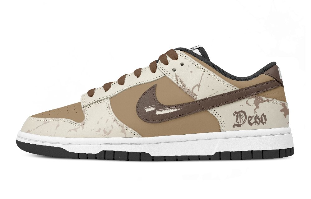 Nike Dunk Anti Slip Wear Resistant Low Top Skateboard Shoes Unisex Beige Brown