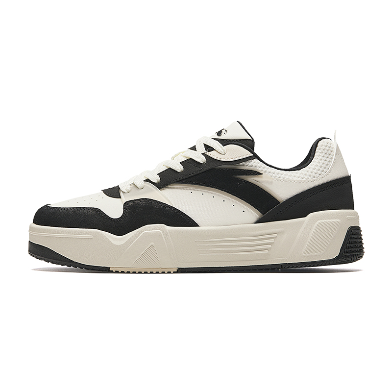 Anta C37 Series Wear-Resistant Lightweight Height Increasing Low-Top Skateboard Shoes Men's Black White