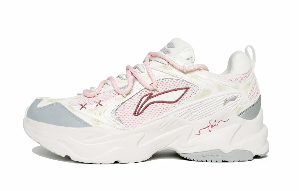 LiNing Slip Resistant Abrasion Resistant Low top Casual Running Shoes Women's Rose Pink