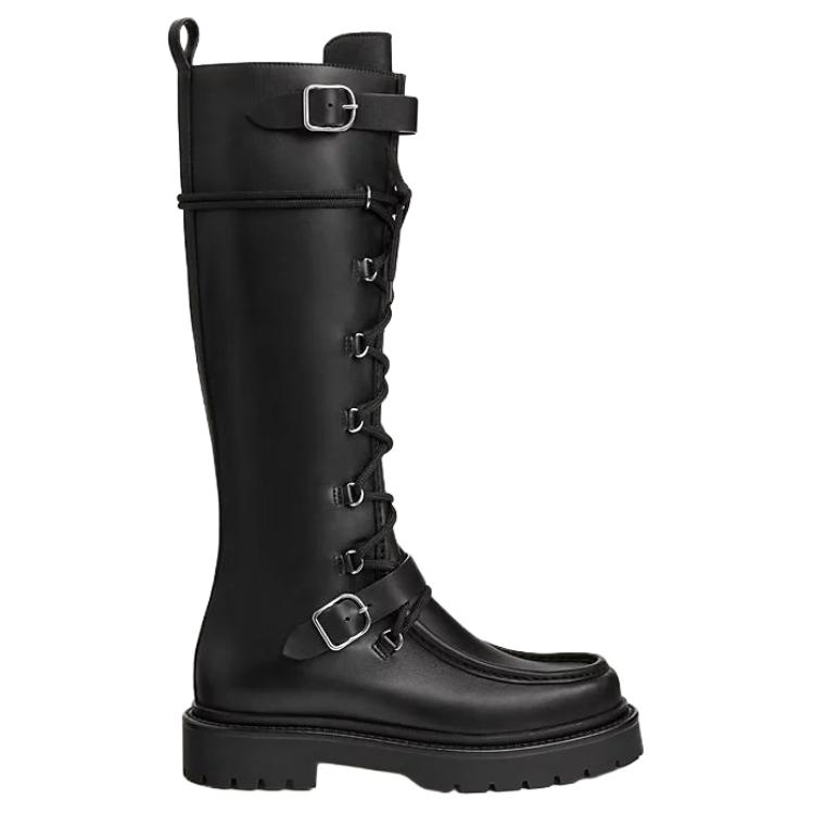 HERMES Landscape Knee high Boots 3.5cm Women's Black