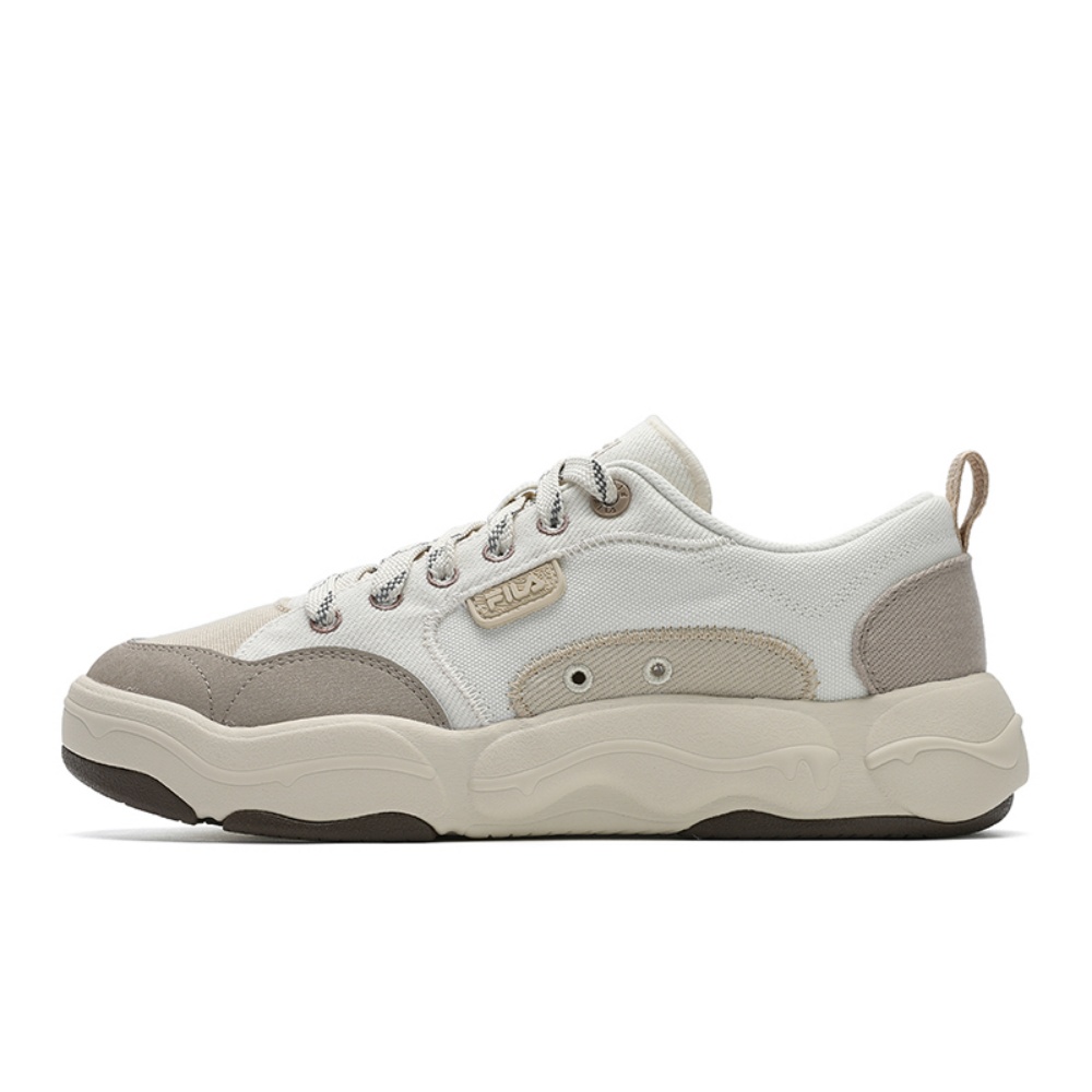 FILA BURGER Hamburger Shoes Wear resistant And Lightweight Low Top Canvas Shoes Men's White Yellow