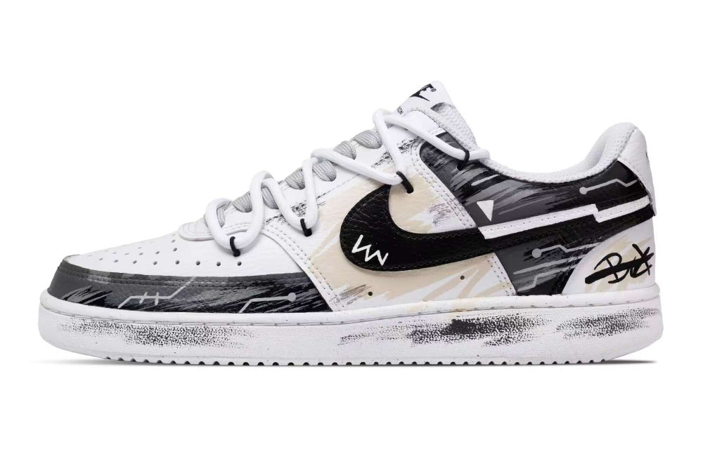 Nike Court Vision 1 Anti-Slip Wear-Resistant Low-Top Skateboard Shoes Men's White Black