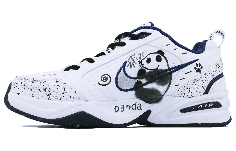 Nike Air Monarch 4 Anti Slip And Wear Resistant Height Increasing Low Top Chunky Sneakers Unisex Black White