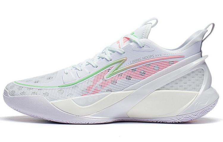 LiNing SONIC 10 V2 Cushioning Anti-Slip Wear-Resistant Breathability Low-Top Basketball Shoes Standard White