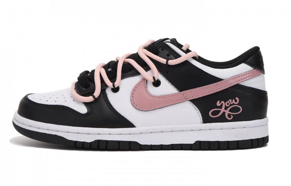 Nike Dunk Skateboard Shoes Women's Low-Top Black White Pink